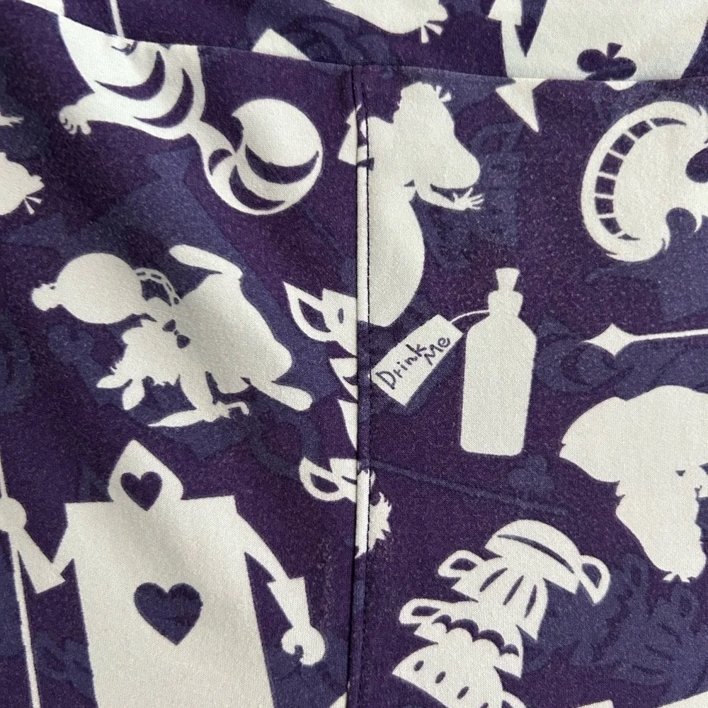 Lularoe Disney Alice in Wonderland Leggings Purple White Size Tall and Curvy TC